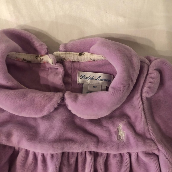Ralph Lauren Soft Velvet Baby Girl Onesie - Picture 2 of 4